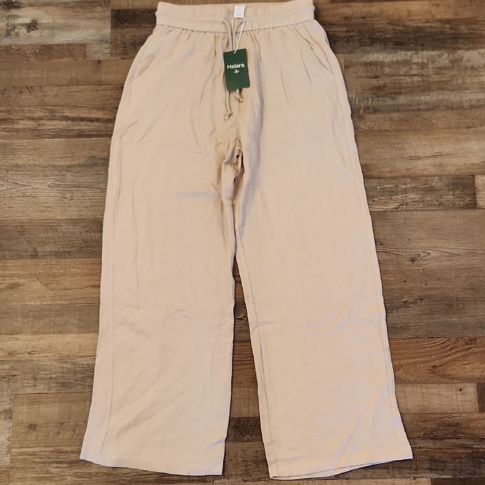HALARA Cream Wide-Leg Drawstring Pants